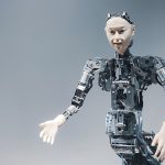 a robot that is standing in the air